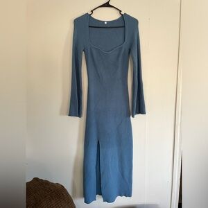 Blue Square Neck Dress